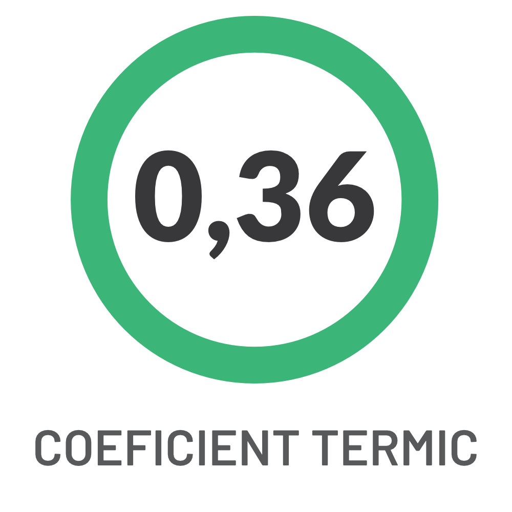 Coeficient termic izolare termică 0,36 W/m²K pentru eficiență energetică